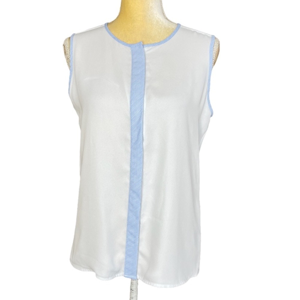 Tommy Hilfiger Gray and Blue Hide Button Down blouse Sz SP